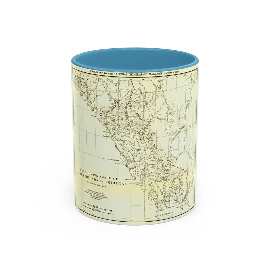 USA - Alaska (1903) (Map) Accent Coffee Mug 11oz Light Blue - Go Mug Yourself