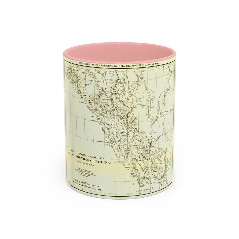USA - Alaska (1903) (Map) Accent Coffee Mug-11oz-Pink-Go Mug Yourself