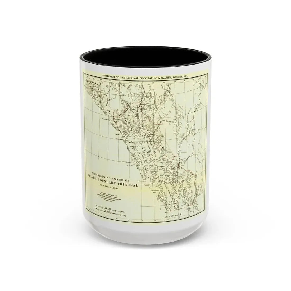 USA - Alaska (1903) (Map) Accent Coffee Mug 15oz Black - Go Mug Yourself