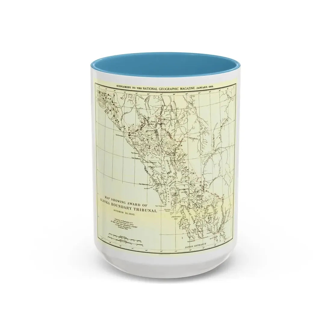 USA - Alaska (1903) (Map) Accent Coffee Mug 15oz Light Blue - Go Mug Yourself