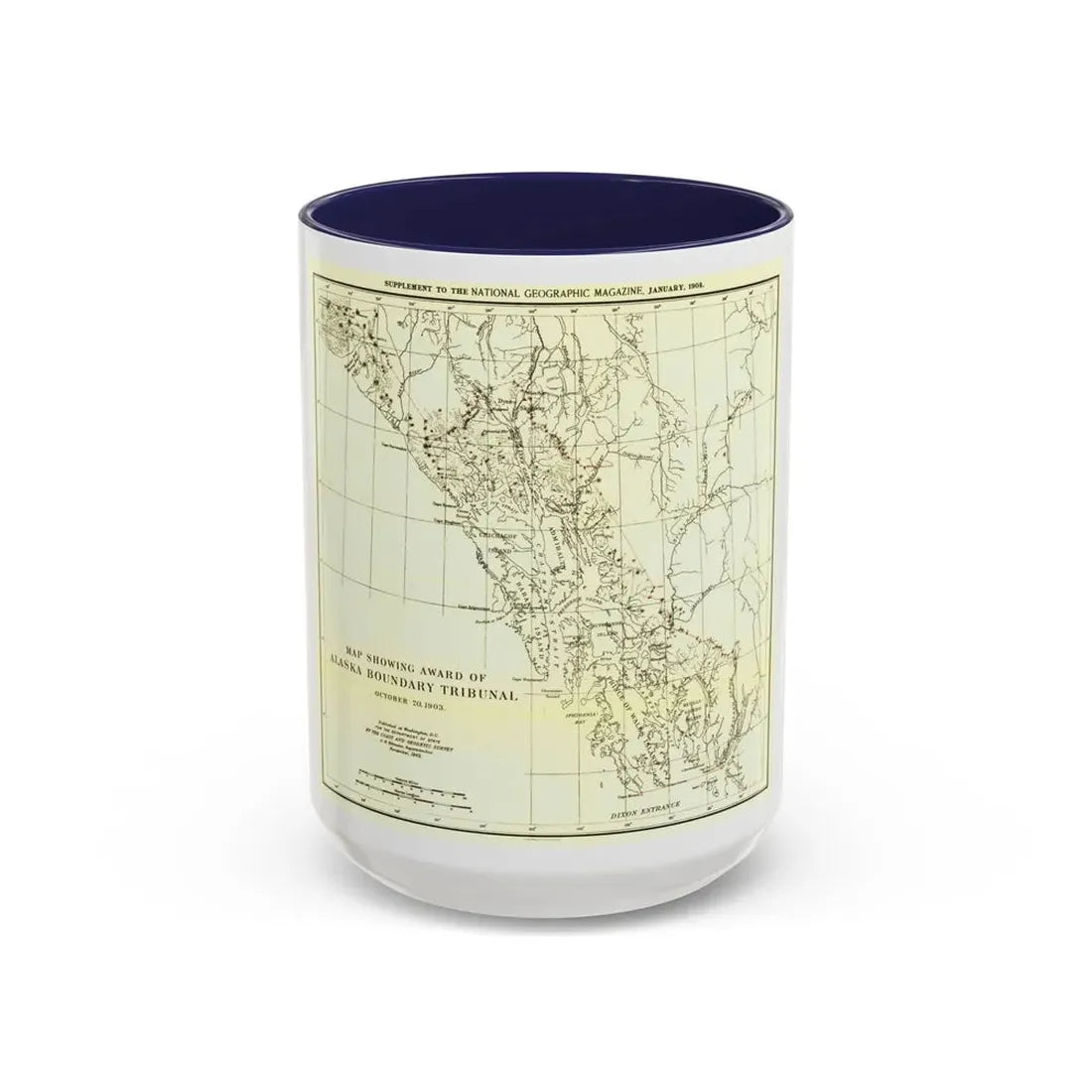 USA - Alaska (1903) (Map) Accent Coffee Mug 15oz Navy - Go Mug Yourself