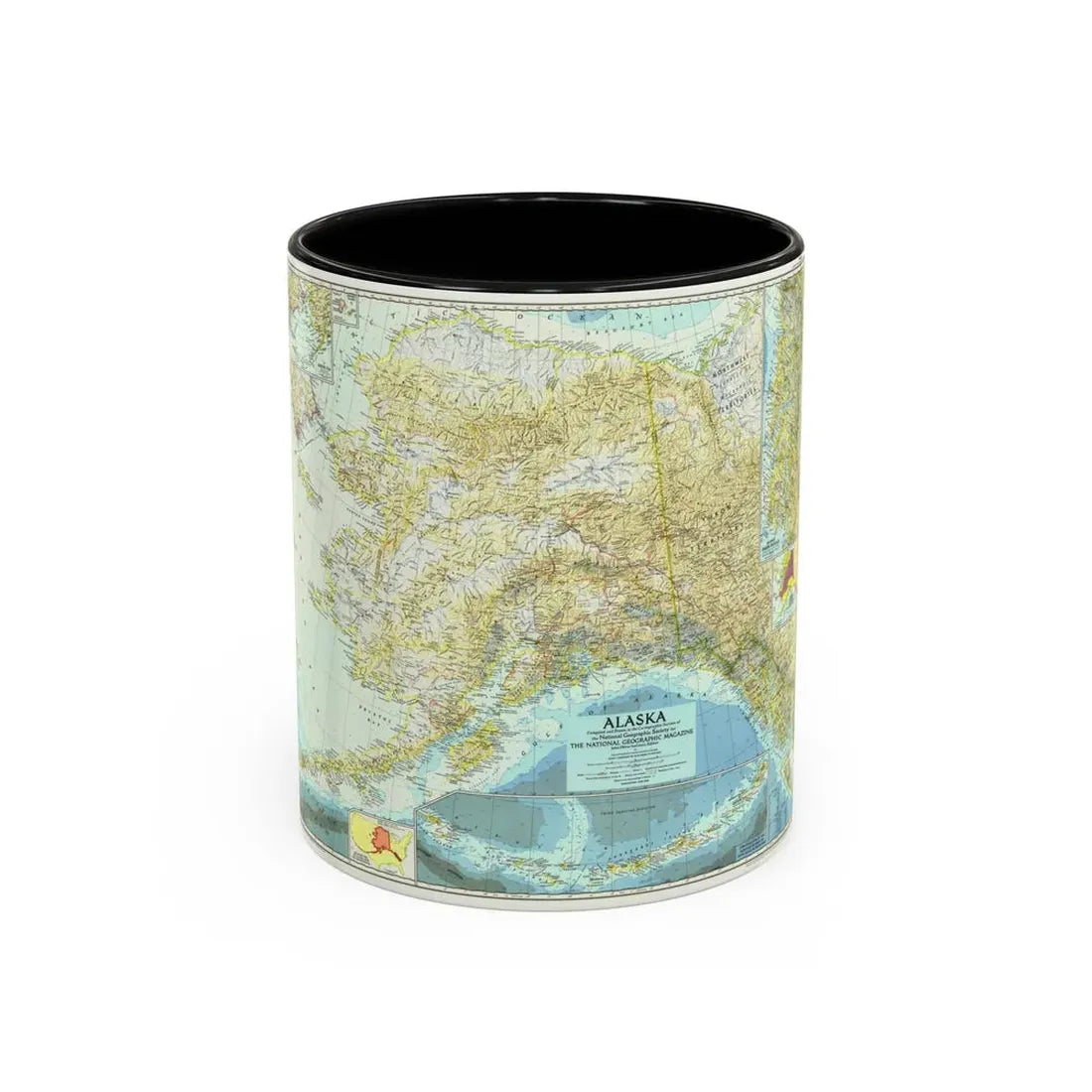 USA - Alaska (1956) (Map) Accent Coffee Mug 11oz Black - Go Mug Yourself