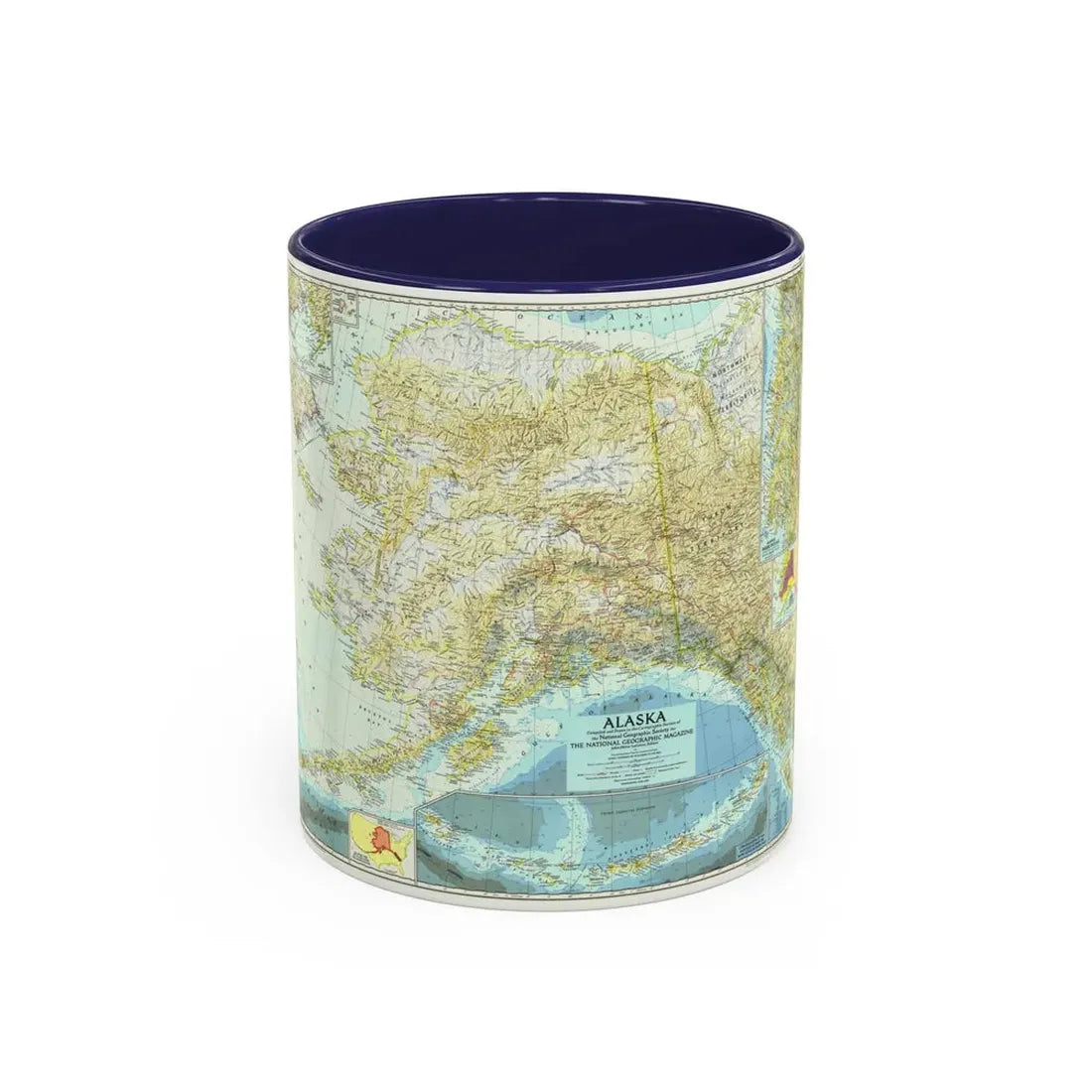 USA - Alaska (1956) (Map) Accent Coffee Mug 11oz Navy - Go Mug Yourself