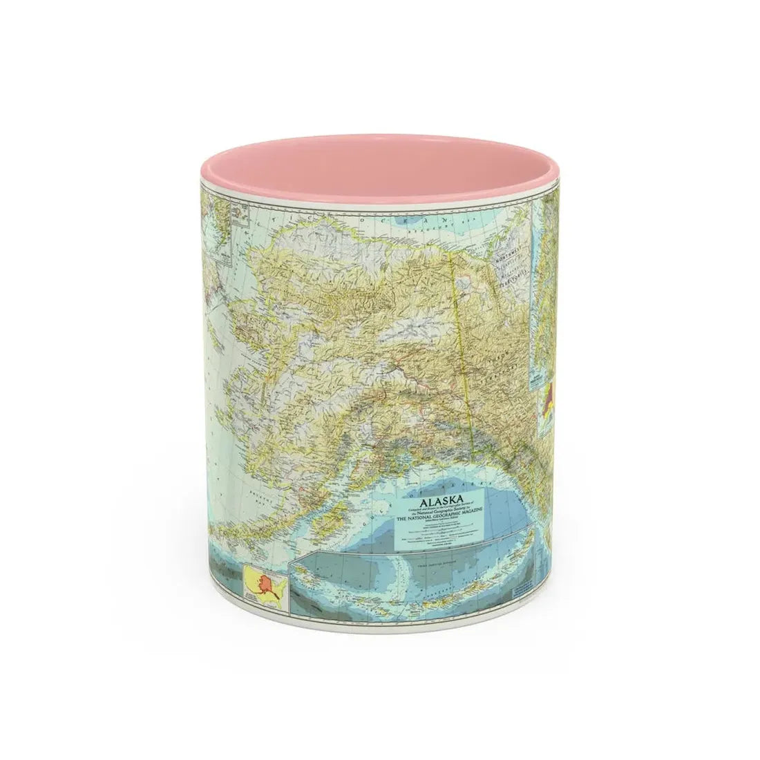 USA - Alaska (1956) (Map) Accent Coffee Mug 11oz Pink - Go Mug Yourself