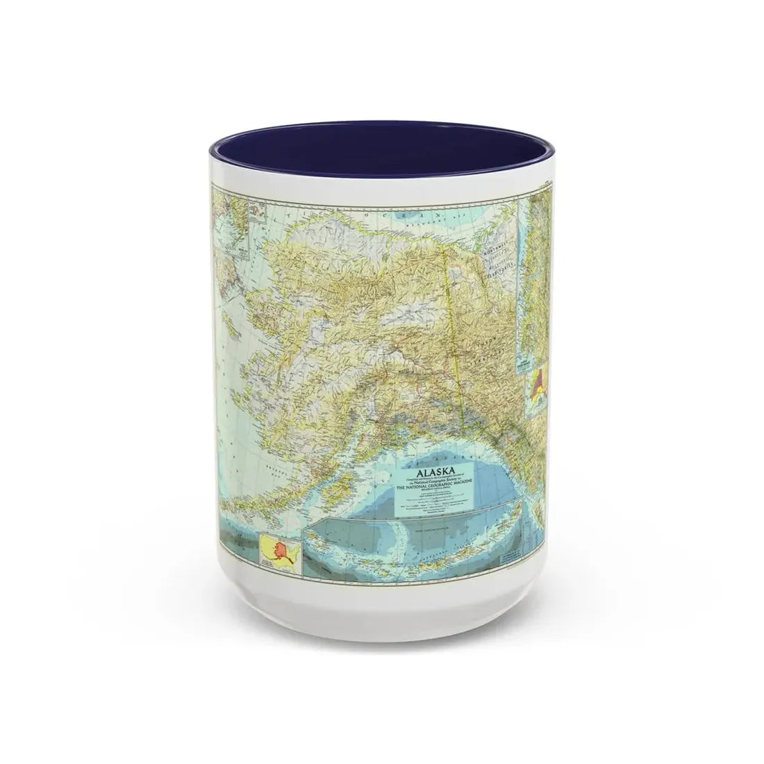 USA - Alaska (1956) (Map) Accent Coffee Mug 15oz Navy - Go Mug Yourself