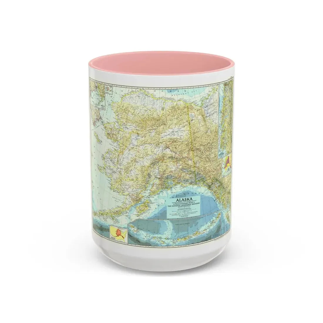 USA - Alaska (1956) (Map) Accent Coffee Mug 15oz Pink - Go Mug Yourself