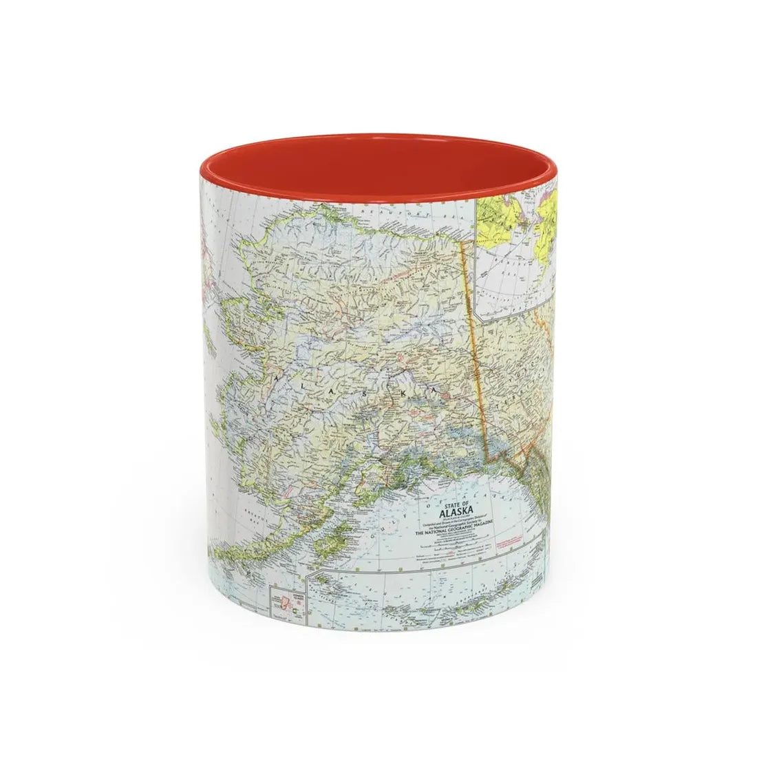 USA - Alaska (1959) (Map) Accent Coffee Mug 11oz Red - Go Mug Yourself