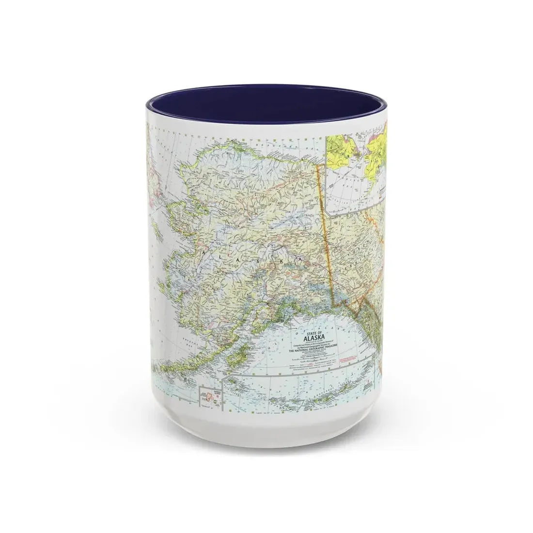 USA - Alaska (1959) (Map) Accent Coffee Mug 15oz Navy - Go Mug Yourself