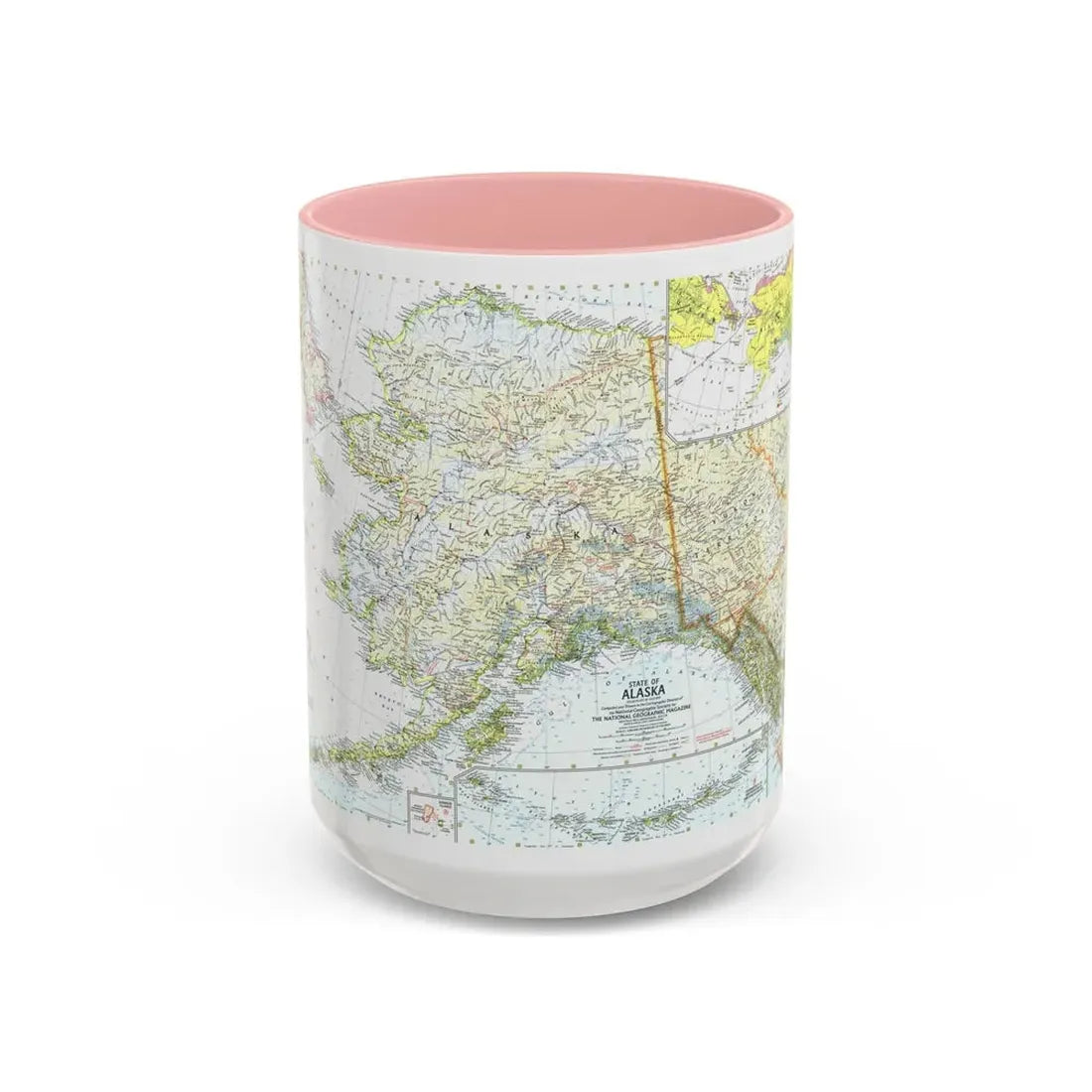 USA - Alaska (1959) (Map) Accent Coffee Mug 15oz Pink - Go Mug Yourself