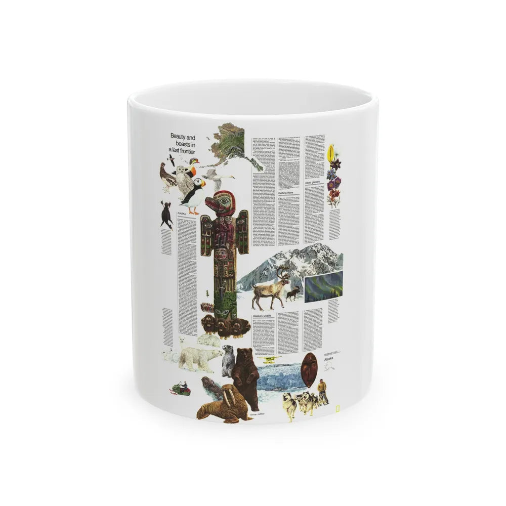 USA - Alaska, Beauty and Beasts (1975) (Map) White Coffee Mug-11oz-Go Mug Yourself