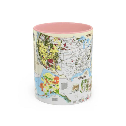 USA - America's Federal Lands (1982) (Map) Accent Coffee Mug 11oz Pink - Go Mug Yourself
