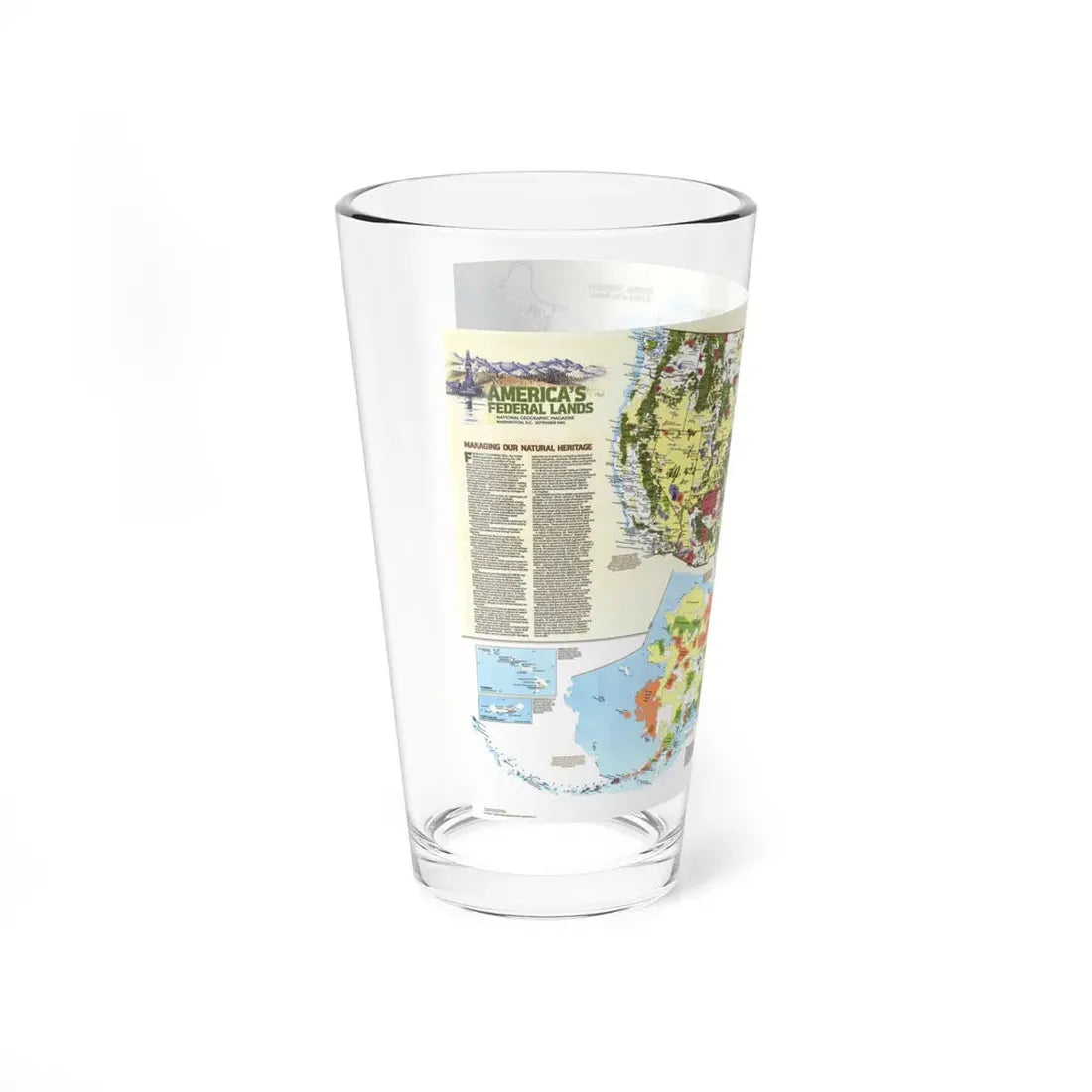 USA - America's Federal Lands (1982) (Map) Pint Glass 16oz - Go Mug Yourself