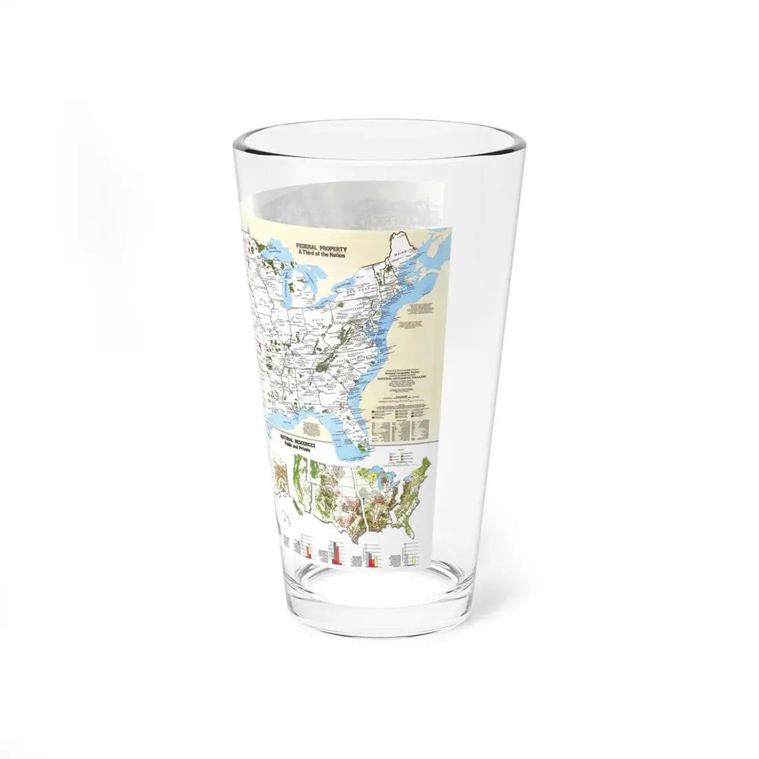 USA - America's Federal Lands (1982) (Map) Pint Glass 16oz - Go Mug Yourself