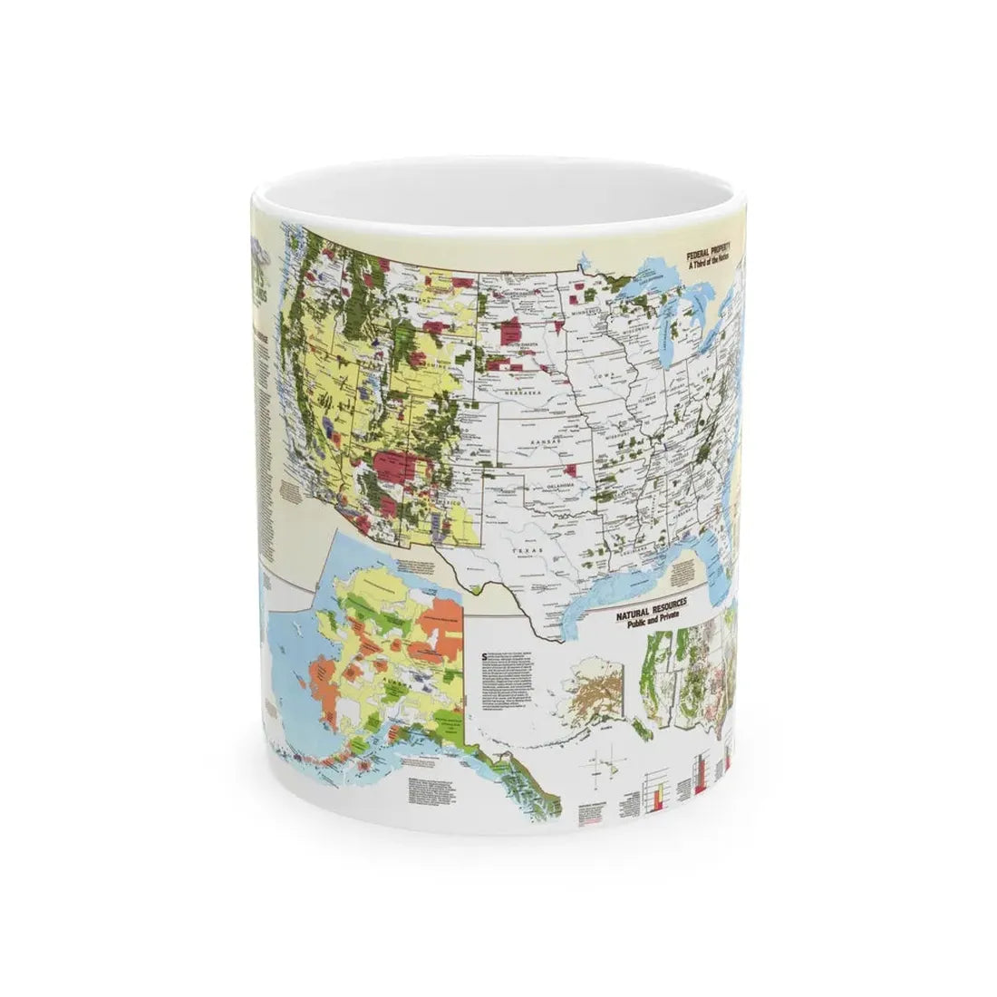 USA - America's Federal Lands (1982) (Map) White Coffee Mug 11oz - Go Mug Yourself