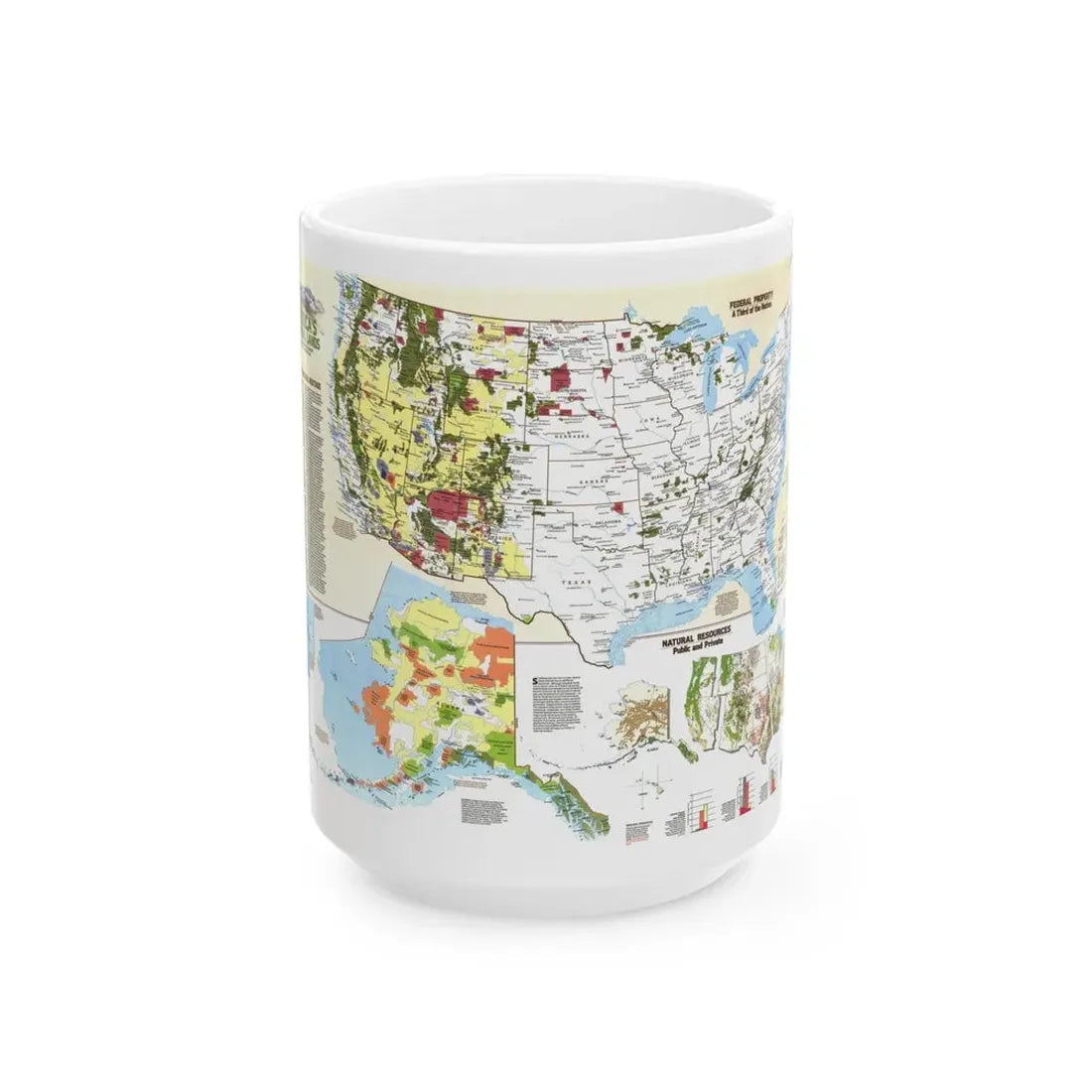 USA - America's Federal Lands (1982) (Map) White Coffee Mug 15oz - Go Mug Yourself