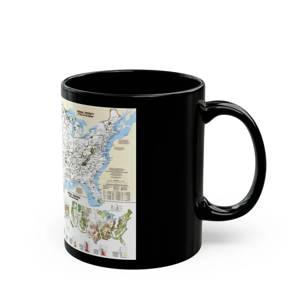 USA - America's Federal Lands (1982) (Map) Black Coffee Mug-Go Mug Yourself