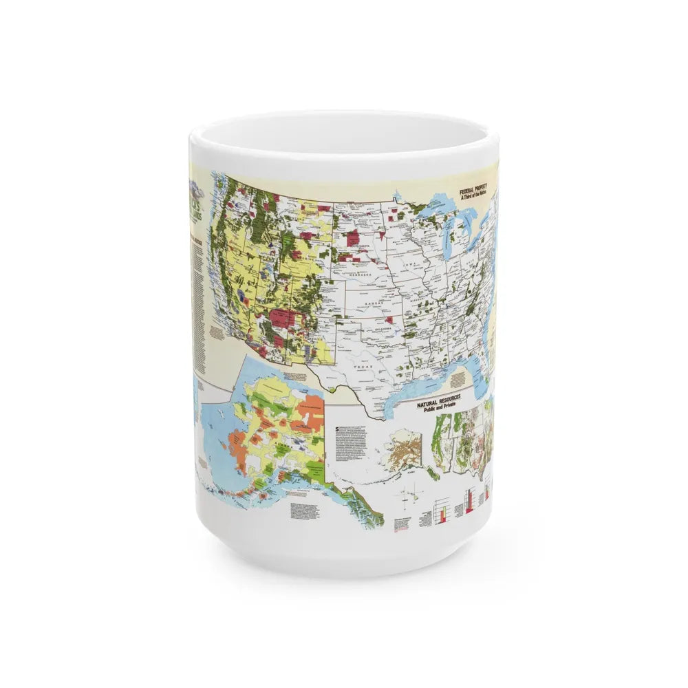 USA - America's Federal Lands (1982) (Map) White Coffee Mug-15oz-Go Mug Yourself