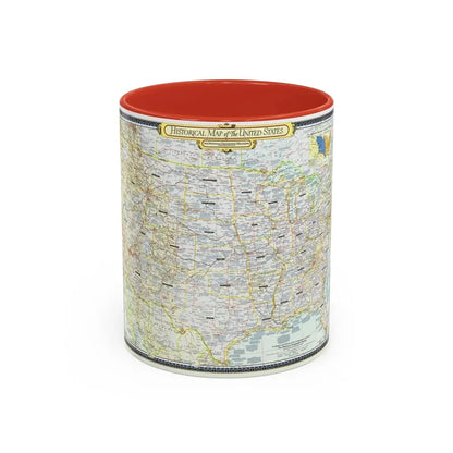 USA - An Historical Map (1953) (Map) Accent Coffee Mug 11oz Red - Go Mug Yourself