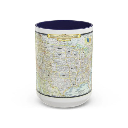 USA - An Historical Map (1953) (Map) Accent Coffee Mug 15oz Navy - Go Mug Yourself