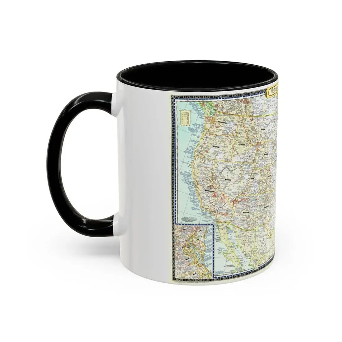 USA - An Historical Map (1953) (Map) Accent Coffee Mug - Go Mug Yourself