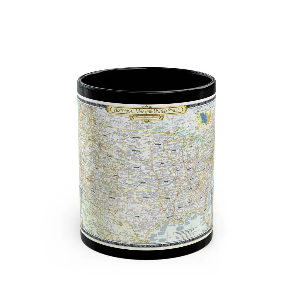 USA - An Historical Map (1953) (Map) Black Coffee Mug-11oz-Go Mug Yourself