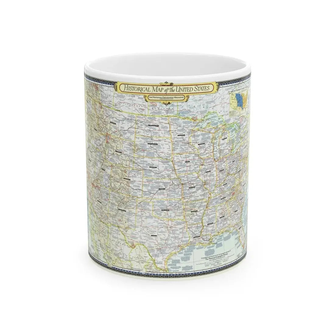 USA - An Historical Map (1953) (Map) White Coffee Mug 11oz - Go Mug Yourself