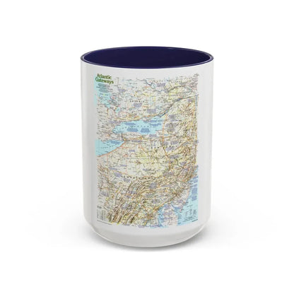 USA - Atlantic Gateways 1 (1983) (Map) Accent Coffee Mug 15oz Navy - Go Mug Yourself