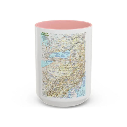 USA - Atlantic Gateways 1 (1983) (Map) Accent Coffee Mug 15oz Pink - Go Mug Yourself