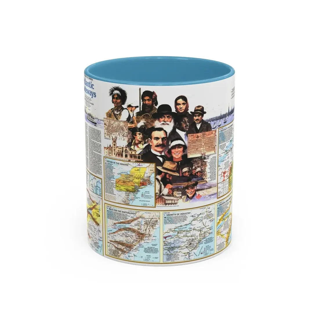 USA - Atlantic Gateways 2 (1983) (Map) Accent Coffee Mug 11oz Light Blue - Go Mug Yourself