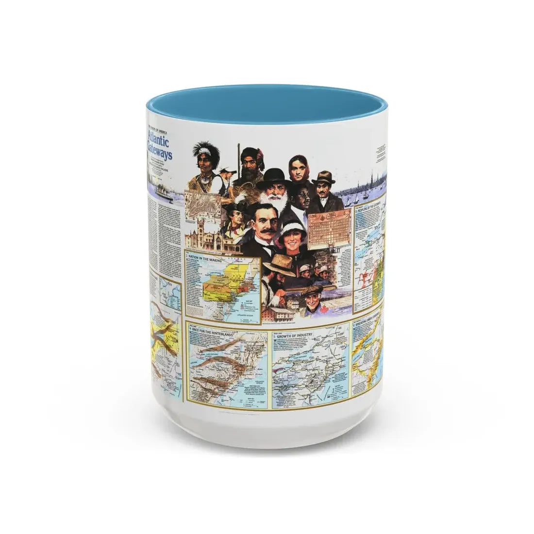USA - Atlantic Gateways 2 (1983) (Map) Accent Coffee Mug 15oz Light Blue - Go Mug Yourself