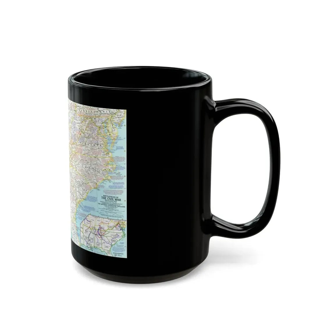 USA - Battlefields of the Civil War 1 (1961) (Map) Black Coffee Mug - Go Mug Yourself