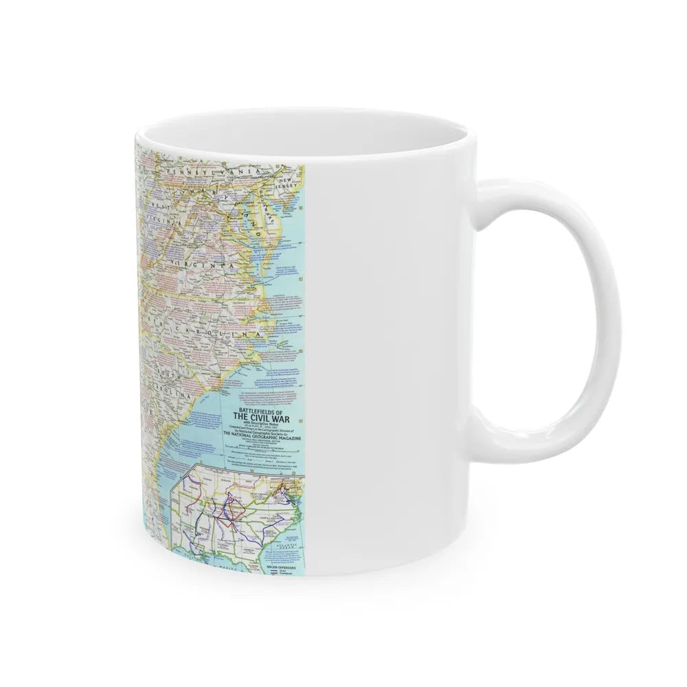 USA - Battlefields of the Civil War 1 (1961) (Map) White Coffee Mug-Go Mug Yourself