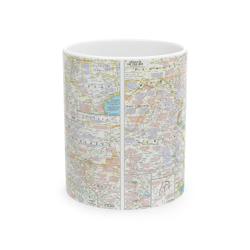 USA - Battlefields of the Civil War 2 (1961) (Map) White Coffee Mug-11oz-Go Mug Yourself