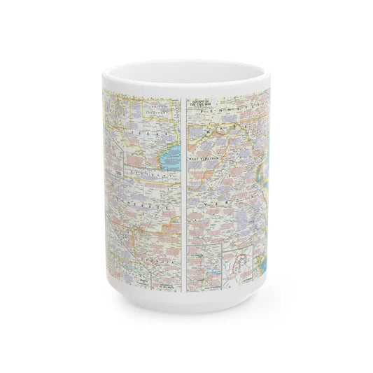 USA - Battlefields of the Civil War 2 (1961) (Map) White Coffee Mug-15oz-Go Mug Yourself