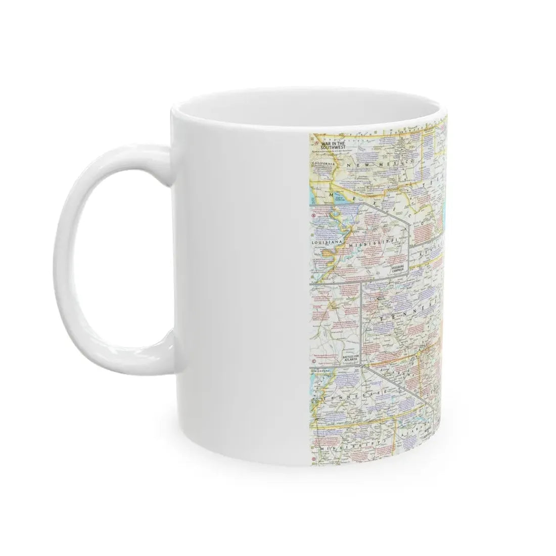 USA - Battlefields of the Civil War 2 (1961) (Map) White Coffee Mug - Go Mug Yourself