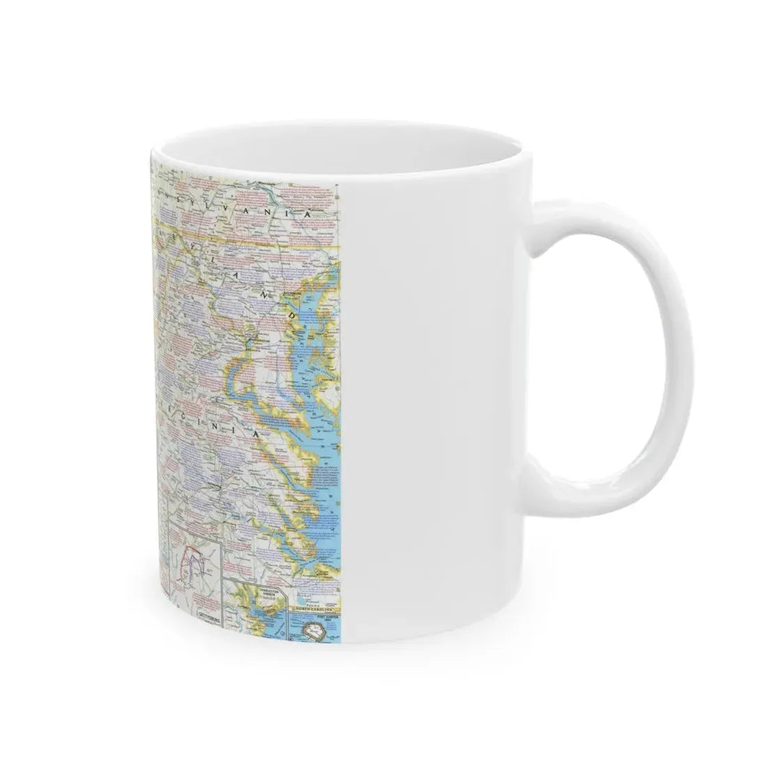 USA - Battlefields of the Civil War 2 (1961) (Map) White Coffee Mug - Go Mug Yourself