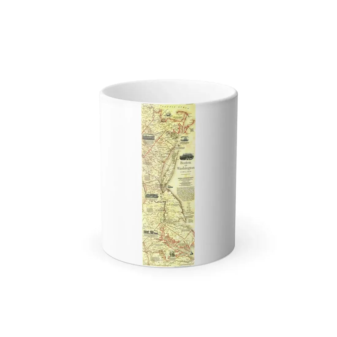 USA - Boston to Washington (1830) (Map) Color Changing Mug 11oz Default Title 11oz - Go Mug Yourself