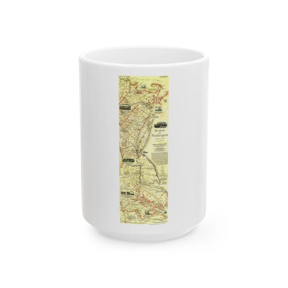 USA - Boston to Washington (1830) (Map) White Coffee Mug-15oz-Go Mug Yourself