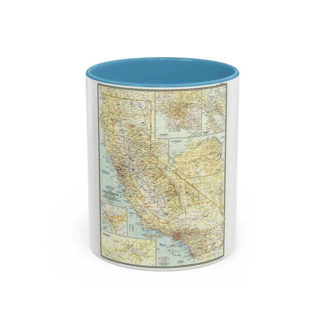 USA - California (1954) (Map) Accent Coffee Mug 11oz Light Blue - Go Mug Yourself