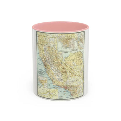 USA - California (1954) (Map) Accent Coffee Mug 11oz Pink - Go Mug Yourself