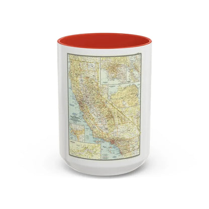 USA - California (1954) (Map) Accent Coffee Mug 15oz Red - Go Mug Yourself