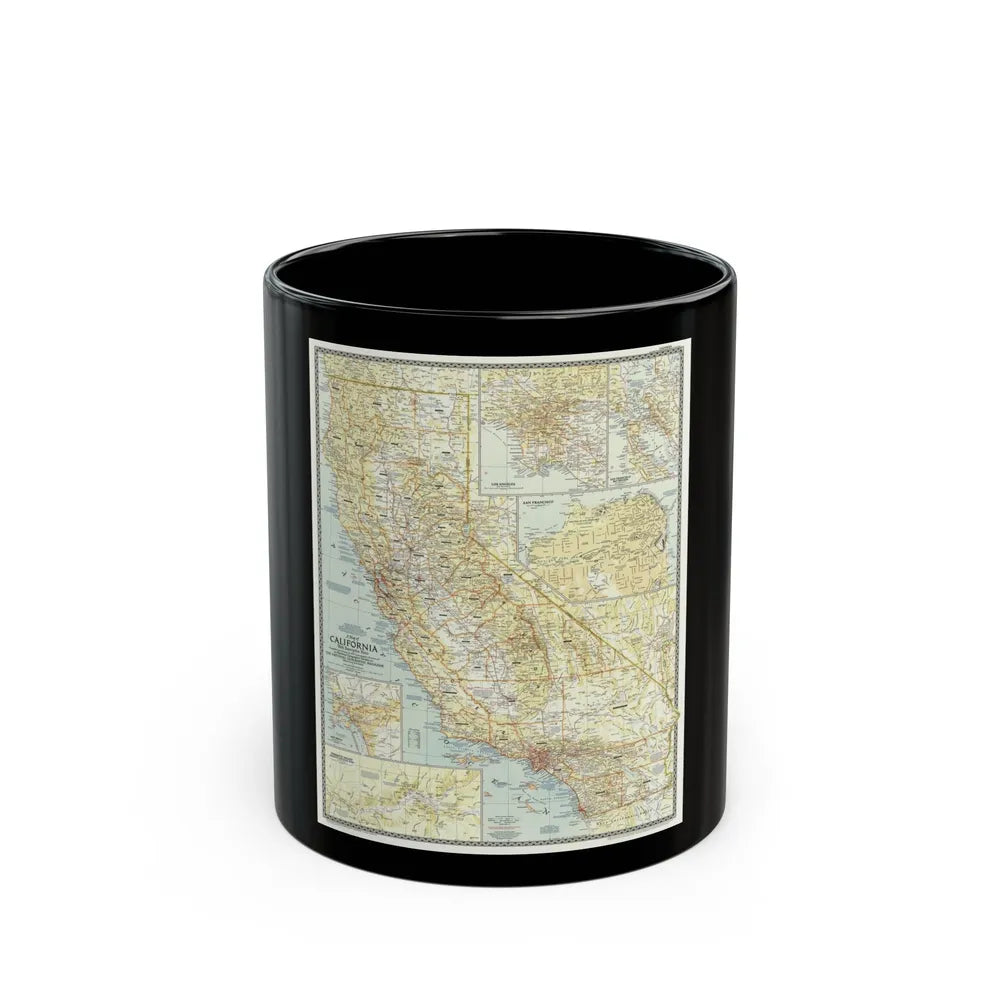 USA - California (1954) (Map) Black Coffee Mug-11oz-Go Mug Yourself