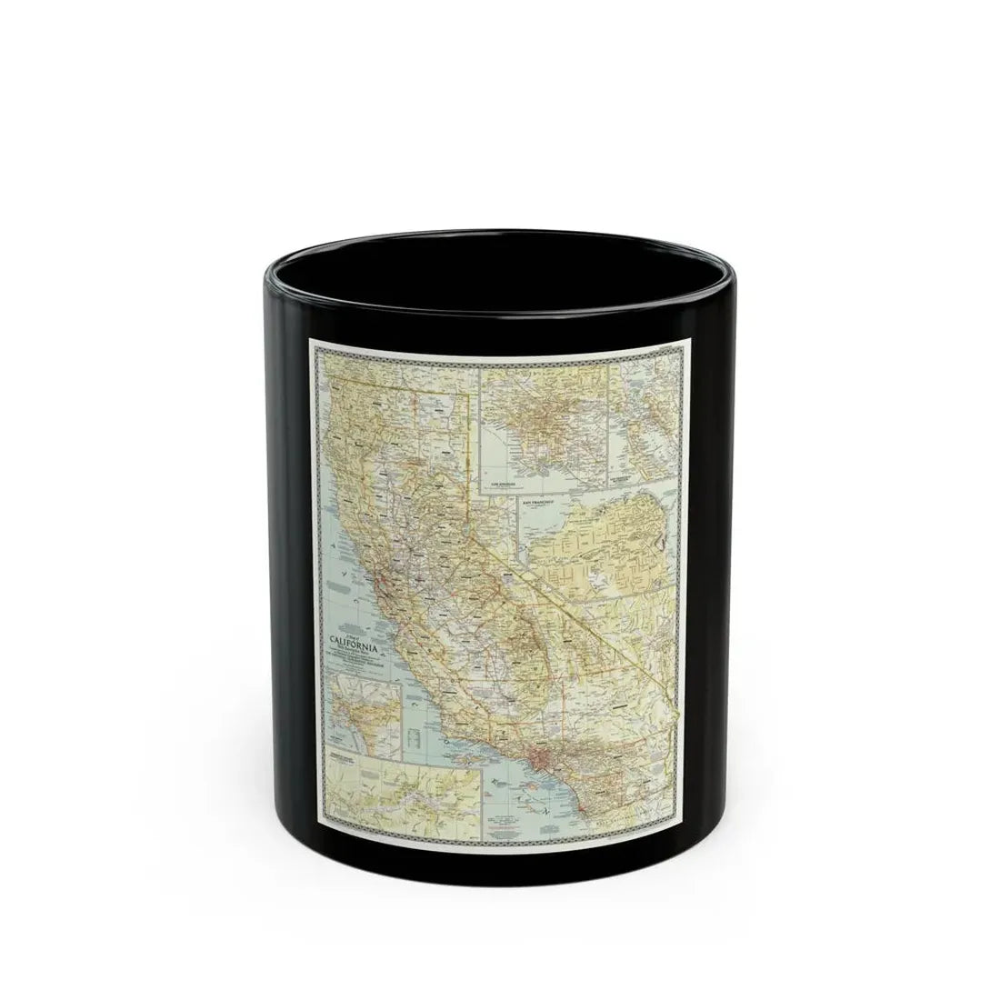 USA - California (1954) (Map) Black Coffee Mug 11oz - Go Mug Yourself