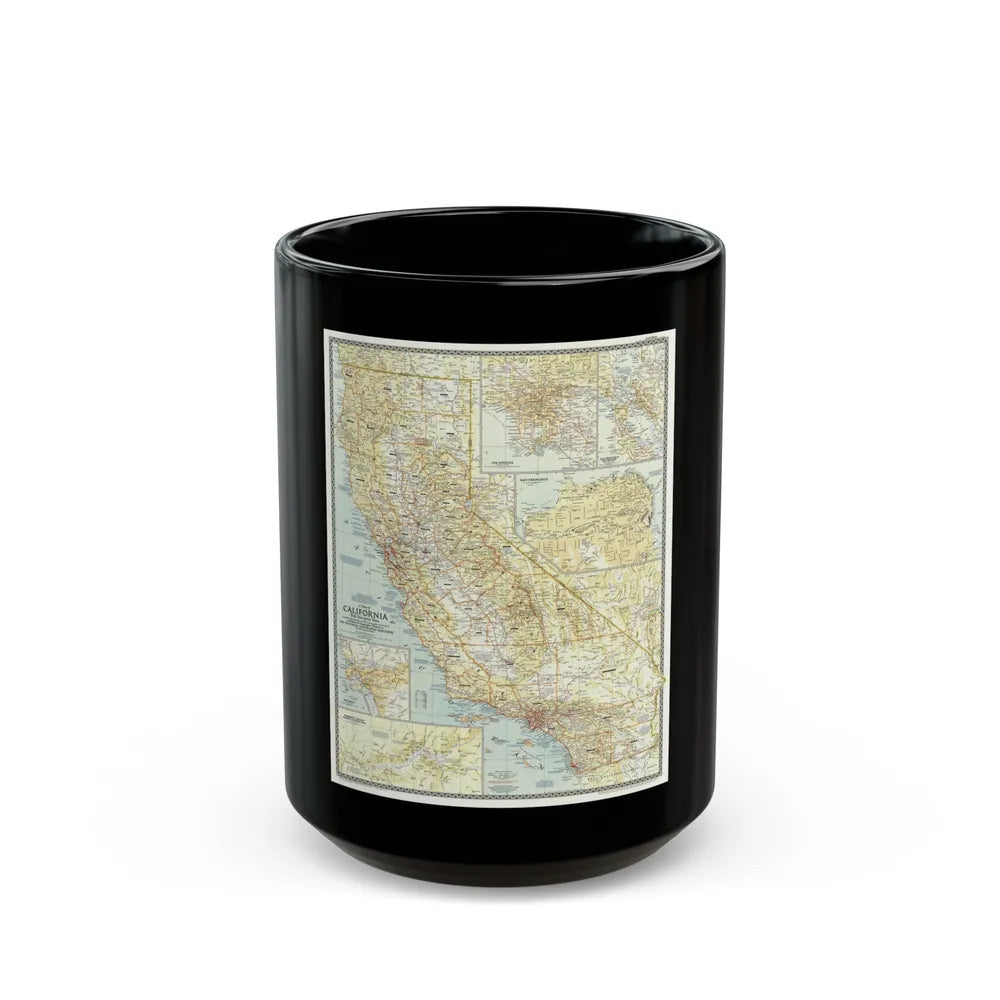 USA - California (1954) (Map) Black Coffee Mug-15oz-Go Mug Yourself