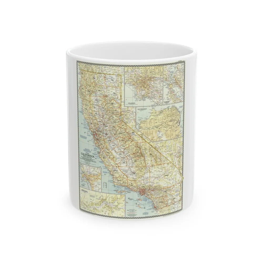 USA - California (1954) (Map) White Coffee Mug-11oz-Go Mug Yourself