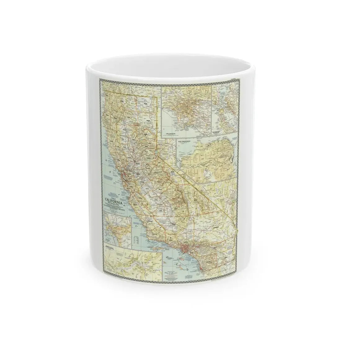USA - California (1954) (Map) White Coffee Mug 11oz - Go Mug Yourself