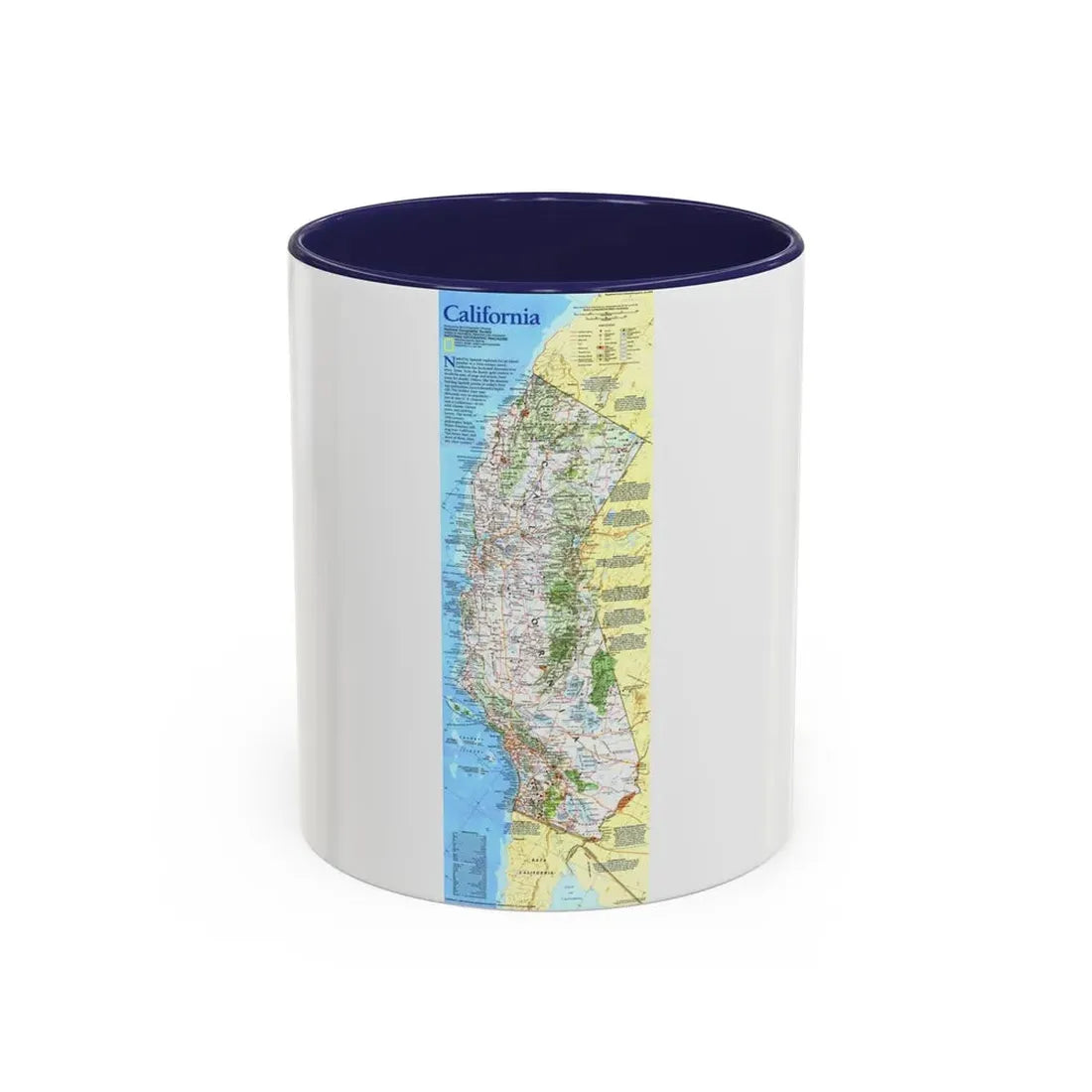 USA - California (1993) (Map) Accent Coffee Mug 11oz Navy - Go Mug Yourself
