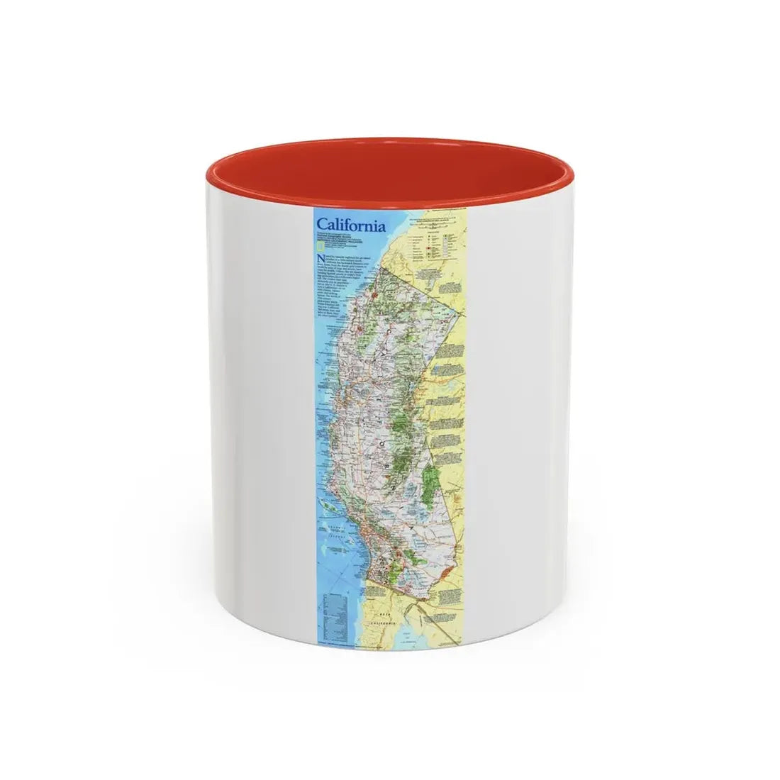 USA - California (1993) (Map) Accent Coffee Mug 11oz Red - Go Mug Yourself
