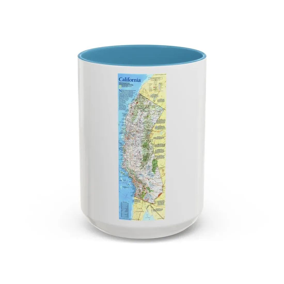 USA - California (1993) (Map) Accent Coffee Mug 15oz Light Blue - Go Mug Yourself
