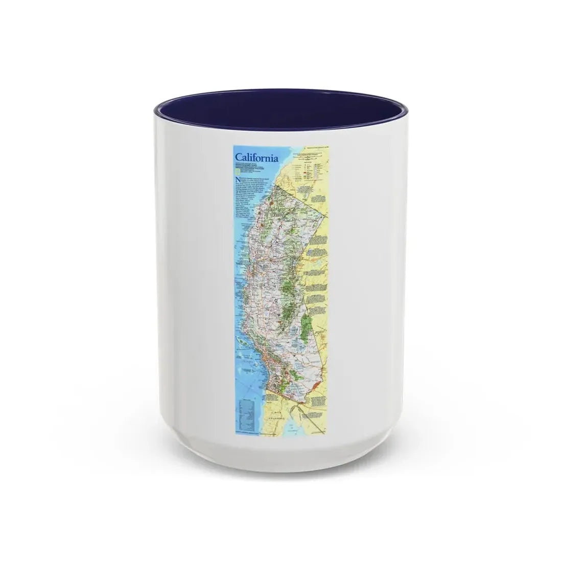 USA - California (1993) (Map) Accent Coffee Mug 15oz Navy - Go Mug Yourself